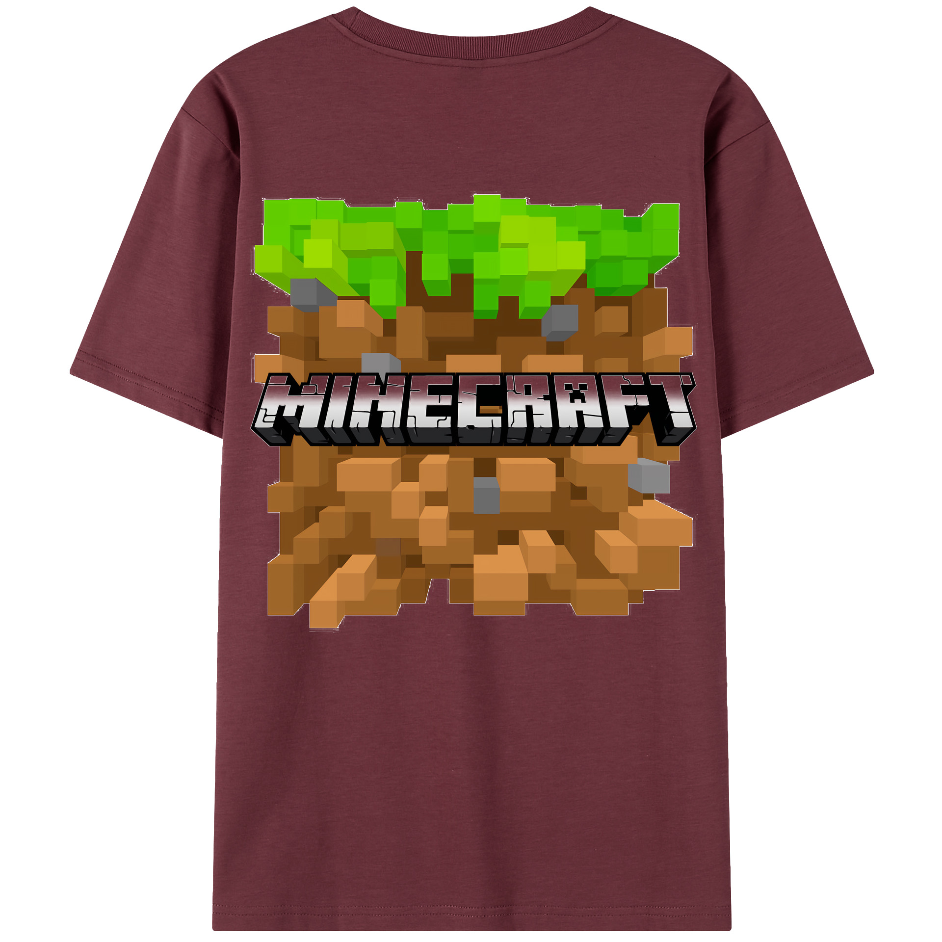 （画像用） マインクラフト ブロックの世界 Minecraft MC Block world 綿100％半袖Tシャツ（背面プリント）